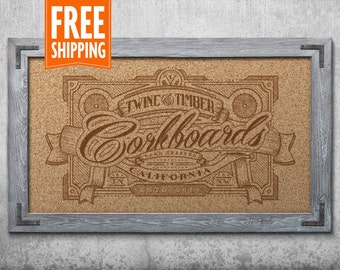 Premium Rustic Framed Corkboard - Weathered Grey