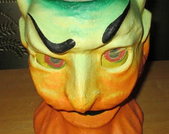 German DEvil CANDY CONTAINER Paper Mache LANTERN Krampus