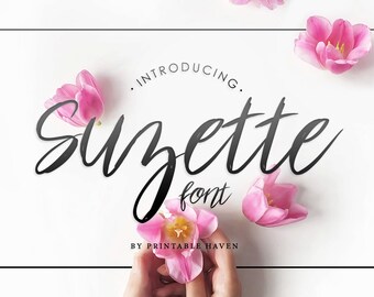 Suzette Font Download, Handwriting Font, Cute Fonts, Script Cursive Font, Handwriting Font, Pretty Font, Wedding Invitation Font Download.