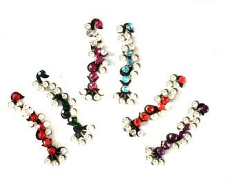 BINDI Pack 6 Swarovski crystal BINDIS,Indian Bindi,India, Self Adhesive Tattoo Body Art Wedding & Bridal sticker Jewelry