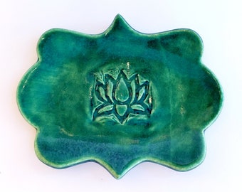 Green Lotus Flower Jewelry Dish