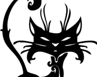 DIY Black Cat Vinyl Decal, Halloween, Siamese Cat Decal, Laptop Decal, Car Window Decal, Tablet Decal, Cell Phone, Glass Drinkware, Frame It