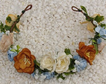 Fairy Flower Crown - Autumn Flower Crown, Fall Floral Crown, Flower Crown Wedding, Woodland Crown, Boho Flower Crown, Flower Boho Crowns