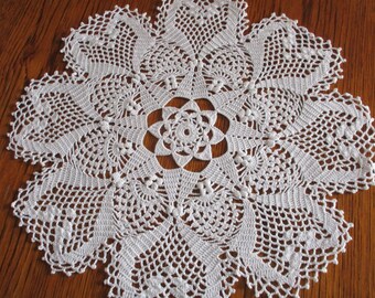 Round white doily handmade crochet
