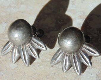 Los Castillo Sterling Silver Screw Back Earrings from Taxco, Mexico