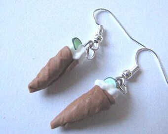 Fimo whipped cream and ice cream cone earrings