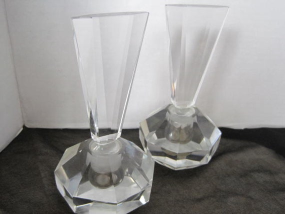 Perfume Bottle Pair, Antique Hand Cut, Leaded Crystal, Cologne Bottles