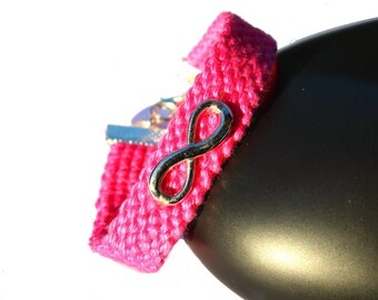 Cuff friendship bracelet, model "Infinity", pink