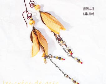 Mama • brass, silk and glass bead jewelry • dangle earrings ethnic mood