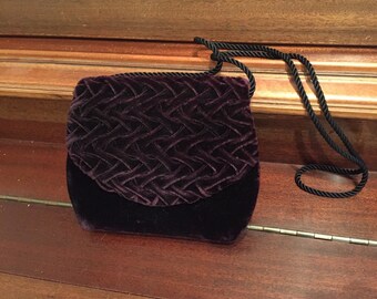 Vintage 1980s Art Deco Style Carla Marchi Black Velvet Purse