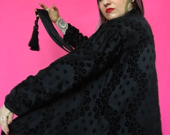 1920s Velvet Duster / 20s Burnout Jacket / Floral Devore Robe