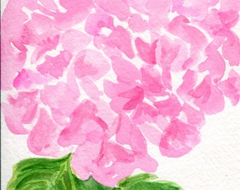 Pink Hydrangea watercolors paintings original, watercolor 4 x 6 watercolor painting of pink hydrangea, flower art floral , hydrangea art