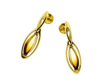 Beautiful baltic amber earrings on vermeil
