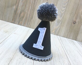 First birthday hat - navy birthday hat - boys 1st birthday hat - one high chair banner - navy blue birthday hat - birthday hat for boy