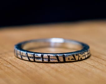 Simple Rough Organic Stackable Sterling Silver Ring Size 6.75, Stacker Ring