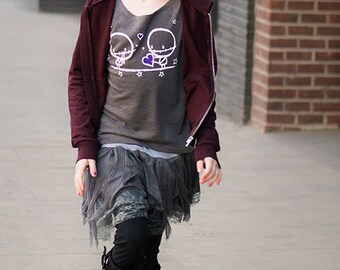 8-10yrs Zombie Love sweater top by Love Rocky the zombie Grey Halloween Heart stars