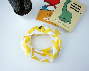 Baby Infinity Scarf Infinity Bib with Snaps Yellow Chevron Bib Cotton Jersey Infinity Scarf Scarf Bib Shower Gift Pregnancy Gift Baby Gift