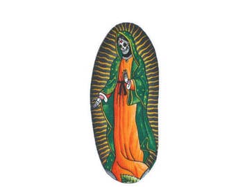 Mexican Art Virgin de Guadalupe Day of the Dead Iron on Patch Applique DIY No Sew