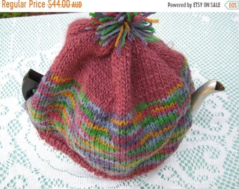 ON SALE Tea Cosy Tea Cozy - Hand Knitted, Hand Knit Vintage Style, Teapot Cozy, Teapot Cosy