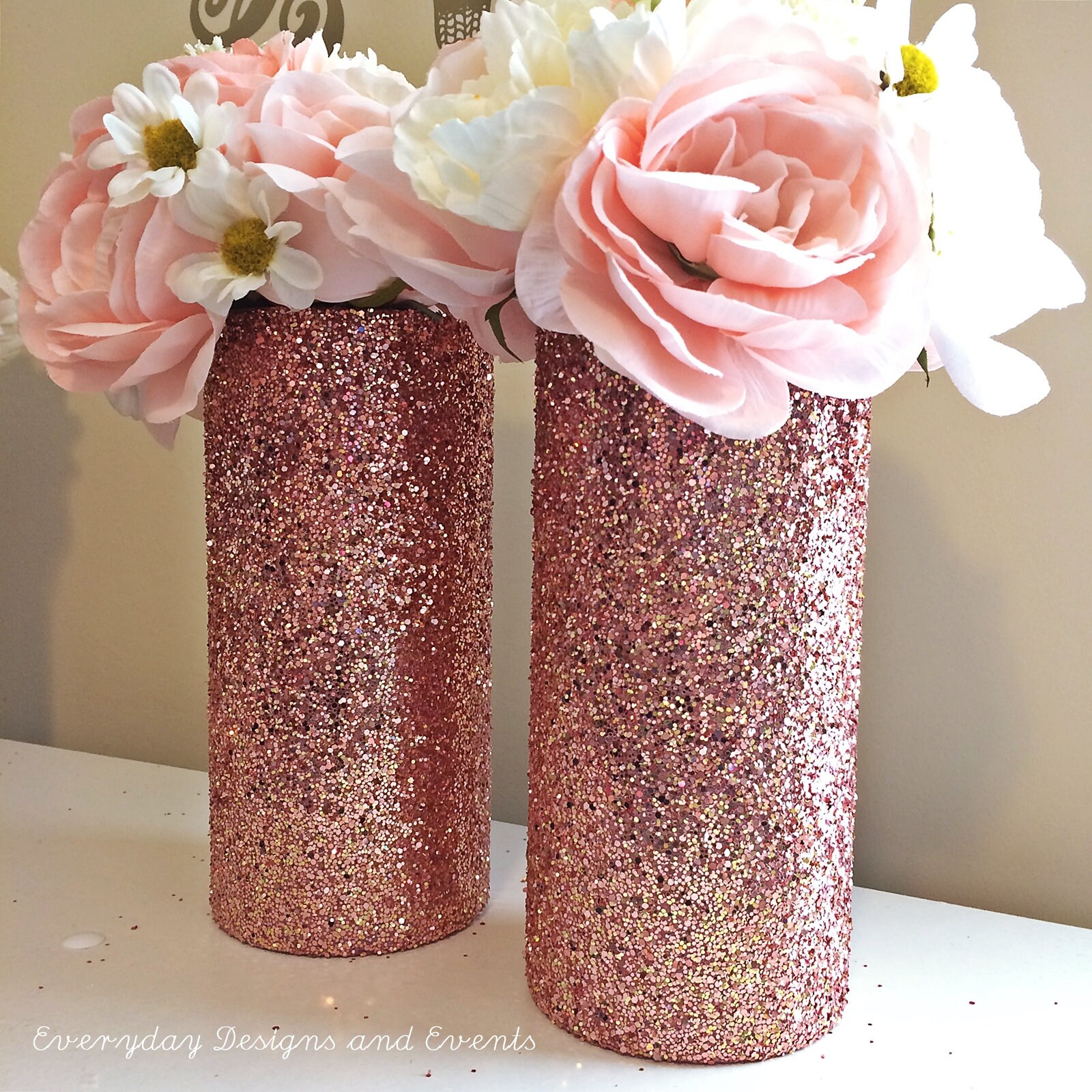 2 Rose Gold Vases rose gold decor rose gold wedding wedding