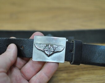 Vintage LEATHER BELT with metal buckle ....