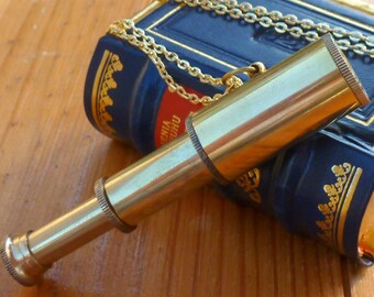 Steampunk Victorian brass Spyglass TELESCOPE NECKLACE pirate pendant nautical----Great Gift