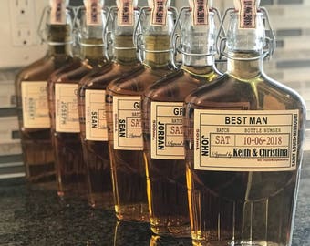 Groomsman Liquor Flask with Labels - Liquor Flask - Hinged Flask 500ml - 17oz - Bottle & Labels