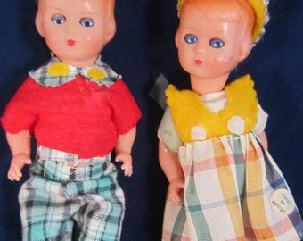 Vintage Plastic Celluloid Twin Dolls Little Sailors Made in Italy (?)