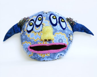Cute, Whimsical Stuffed Monster Pillow - Unique - Handmade
