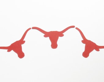 Burnt Orange Longhorn Die Cuts - 1.5-3" Inch Choose Your Color/Colors Diecuts Scrapbooking UT Austin Football Craft Cards Decoration Cute