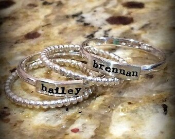 Stacking Name Ring - Stacked Mother's Ring - Personalized Rings - Stackable Rings - Personalized - Name Rings - for Her - Gifts for Mom