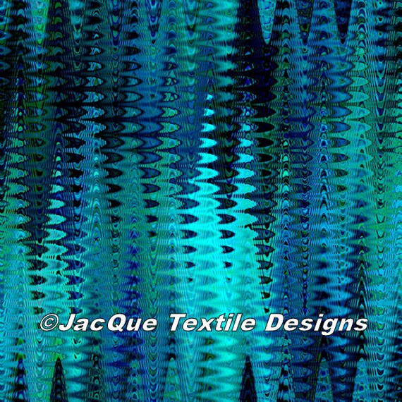 Artist Made Canvas Fabric Panel Abstract Brush Strokes Marble Blue Tones Fiber Art