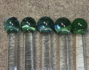 5 Marble top drink stirs Blue-Black and Green Swirl by Ocean Beach Glass