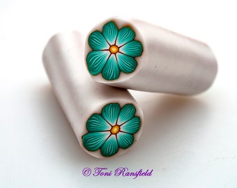 Mint Green Flower Polymer Clay Cane, Raw polymer Clay Cane, Millefiori Polymer Clay