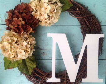 Monogram Wreath, Front Door Wreath , Farmhouse Wreath, Door Wreath, Summer Door Wreath, Wreath With Letter, Summer Wreath, Letter Wreath
