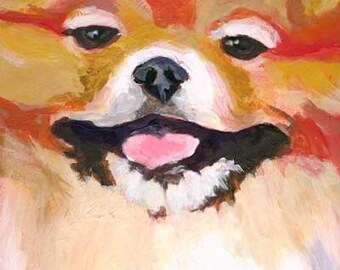 Pomeranian Art Print of Original Acrylic Painting - 8x10 Dog Art