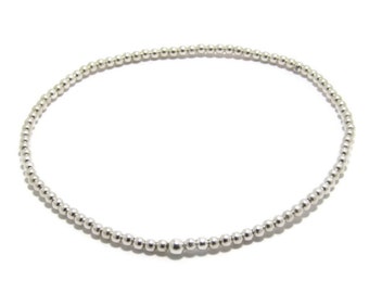 2mm Silver Ball Bead Bracelet tiny bead bracelet silver stretch small bead bracelet layering bead bracelet minimal Sterling silver bracelet