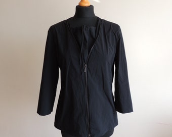 FREE SHIPPING - Jil Sander Black 3/4 sleeve pullover blouse/ jacket with full zipper, size 42