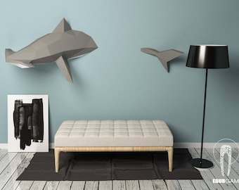 Hammerhead Shark Papercraft, 3D Papercraft - Build Your Own Low Poly Paper Sculpture PDF Download DIY gift, Wall Decor for home - Eburgami