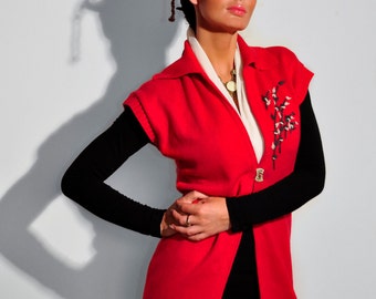 Embroidery Red Vest