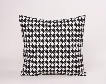 SALE Black and White Houndstooth Pillow Cover in Premier Prints, Black Accent Pillow, Designed to fit 16, 18, 20 or 22 Inch Standard Insert
