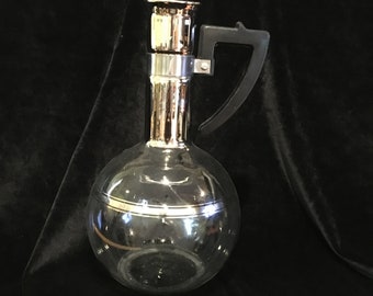 Vintage Inland Glass - Coffee Carafe - Glass / Platinum / Bakelite / Cork