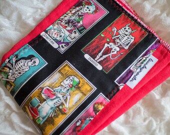 Baby Burp cloth - loteria on bright red hand dyed burp cloth