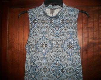 Vintage 90's Sleeveless, A-Line Dress, Mock Turtleneck Dress, Size L