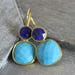 Lapis Lazulli and Turquoise Gold Plated Sterling Silver Drop Earrings - Gemstone Earrings - Gifts for Her - Bridal Jewelry - Birthstone