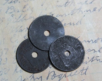 ON SALE Vintage Coins (3) Free Shipping- Missouri Sales Tax Coin- Silver Colored- Mixed Media Supply Altered Jewelry Supply- 1930's- B18