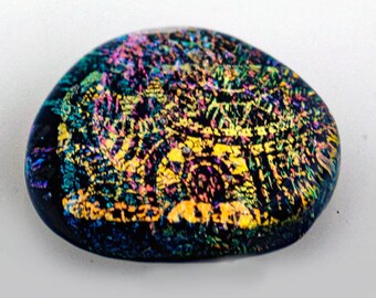 Dichroic Cabochon, Steampunk Cabochon, Jewelry Cab, 28 mm x 29 mm, Mosaic Tile, Dichroic Tile, Handmade Tile, DecorativeGlass Tile