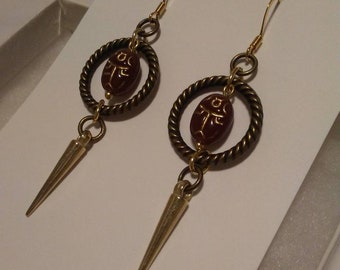 Scarab beetle earrings, Scarab earrings, Egyptian Scarab beetle, Egyptian earrings, Scarabs, Egypt, hypoallergenic earrings