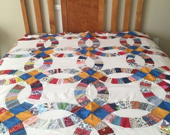 Double Wedding Ring Quilt Top! Ready to be quilted!