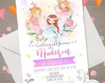 Fairy Invitation Fairy Birthday Invitation Fairies Birthday Party Pixie Invitation Watercolor Magical Party Invitation Fairy Invite Digital